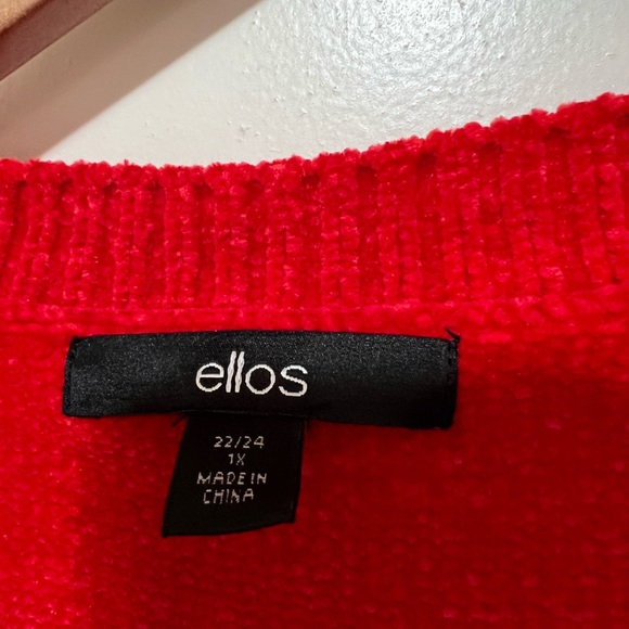 ELLOS WRAP BRIGHT RED SOFT SWEATER LONG SLEEVE SIZE 22/24 1X. - Picture 8 of 9